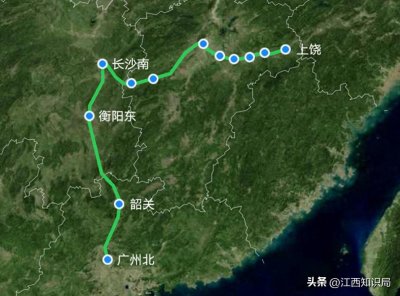 ​G1405次列车由上饶至广州白云，绕行长沙南站