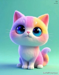 ​彩虹色的可爱小猫咪
